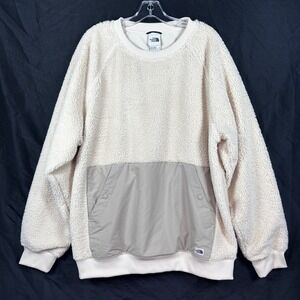 The North Face Mens Sherpa Fleece Pullover Sweatshirt Cream Color Size XL